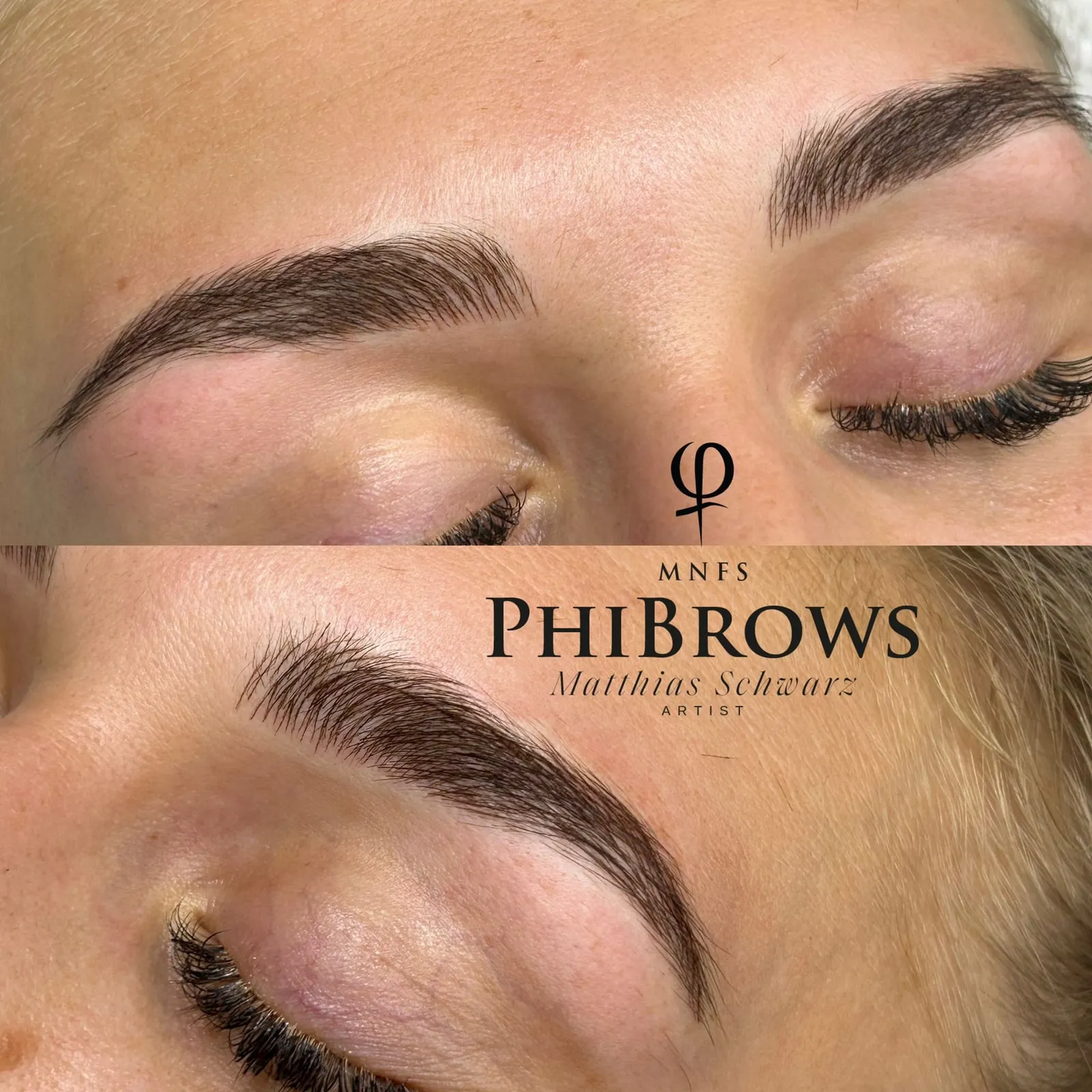 Augenbrauen nach dem Microblading, Nahaufnahme